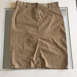 Theory cordoury pencil skirt in tan/gold color